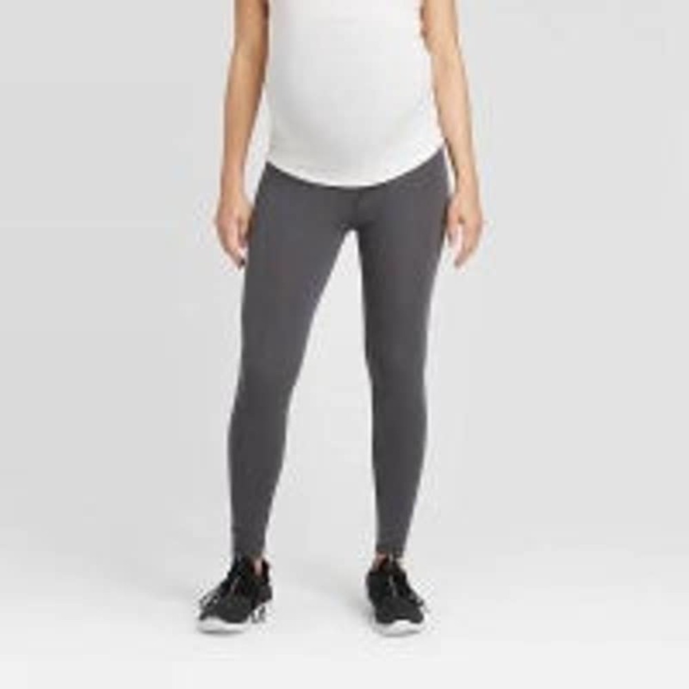 Crossover Panel Active Maternity Legging -Gray and Black XS